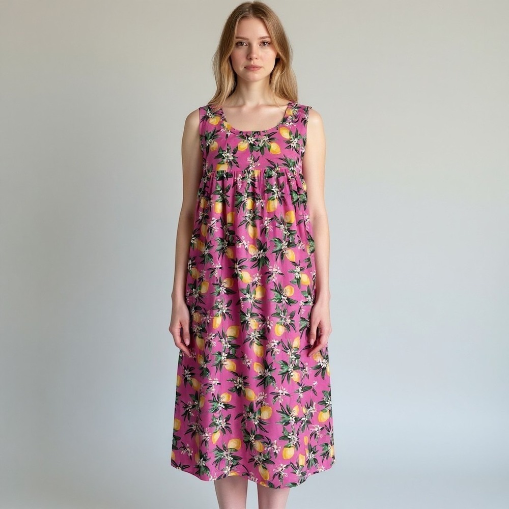 National Brand Pink House Dress lemon blossom Summercore‎ S grandmacore vintage